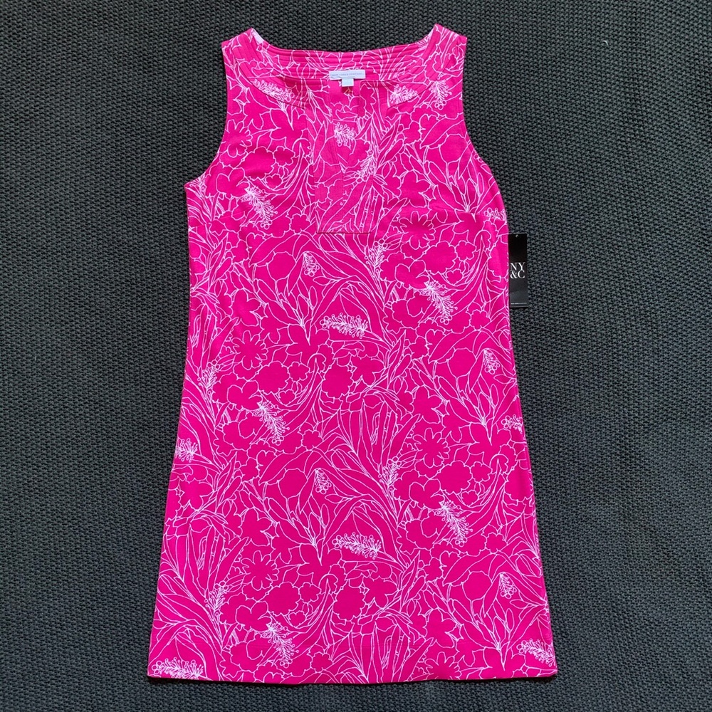 New York & Co. Knee Length Split-Neck Shift Dress
